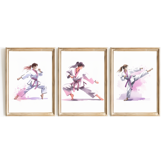 Girls Pink Taekwondo Print Set