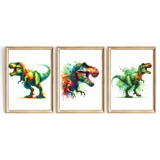 Watercolour Dinosaur Print Set