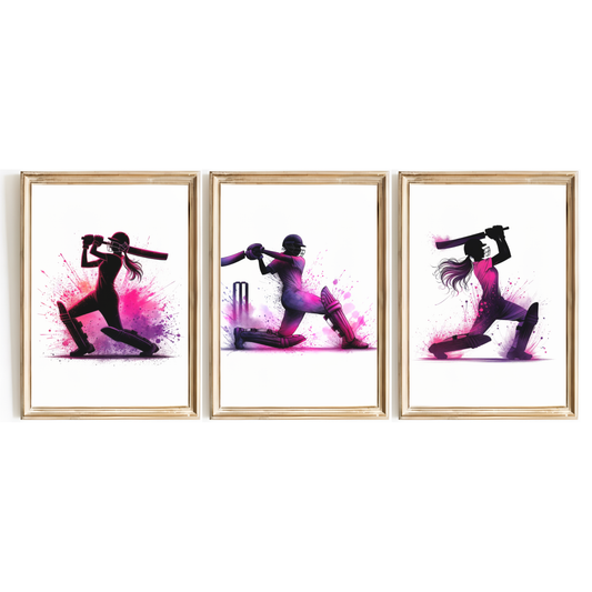 Pink Cricket Print Set