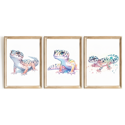 Pastel Leopard Gecko Print Set