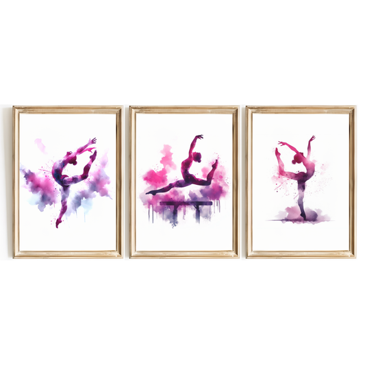 Purple Gymnastics Print Set
