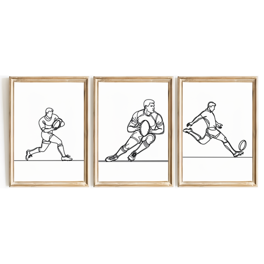 Rugby Line Drawing Print Set