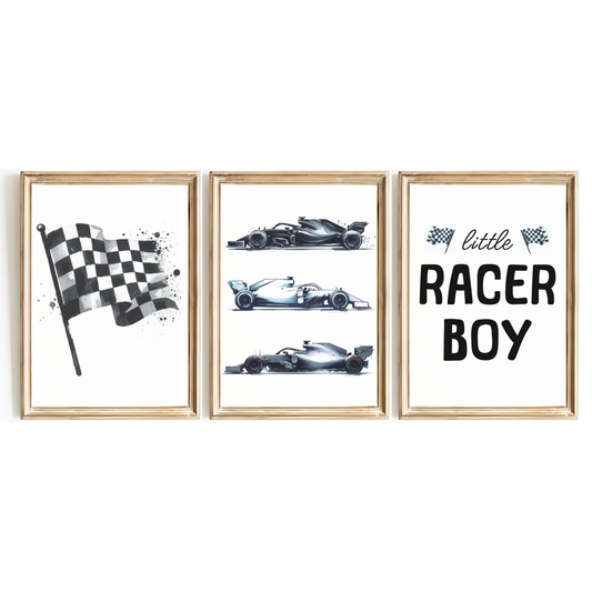 White Racer Boy Print Set