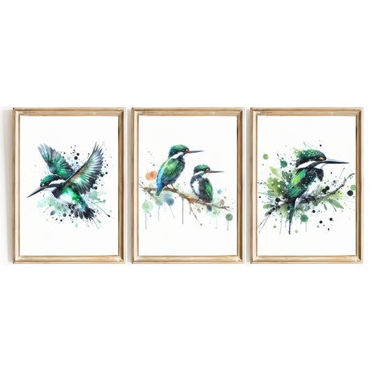 Green Kingfisher Print Set