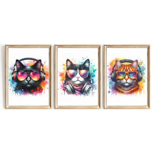 Cat Gaming Print Set