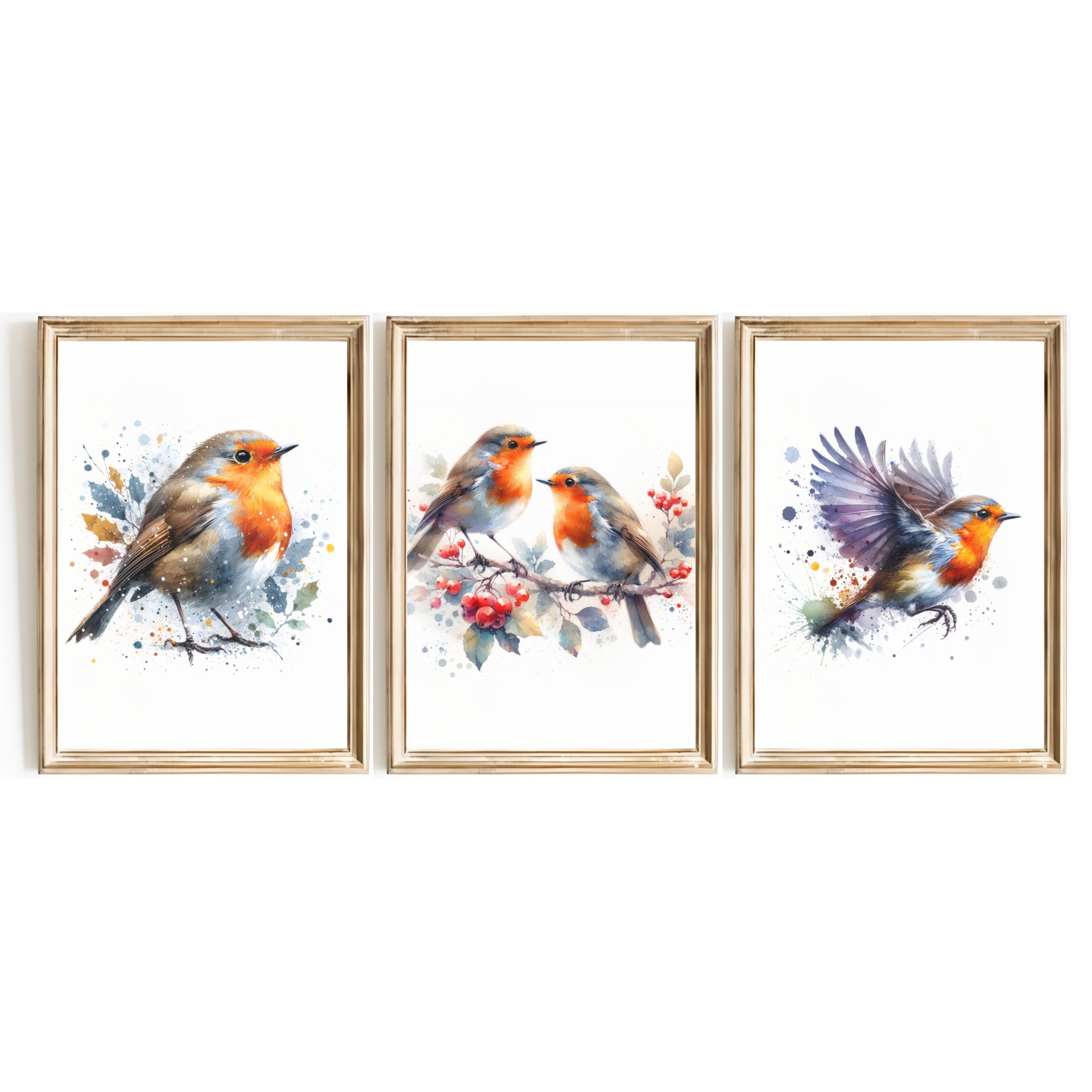 Watercolour Robin Print Set