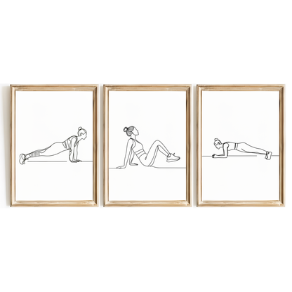 Women's Exercise Line Art Print Set