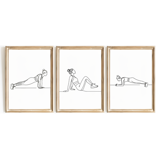 Women's Exercise Line Art Print Set