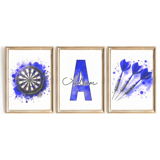 Blue Personalised Darts Print Set