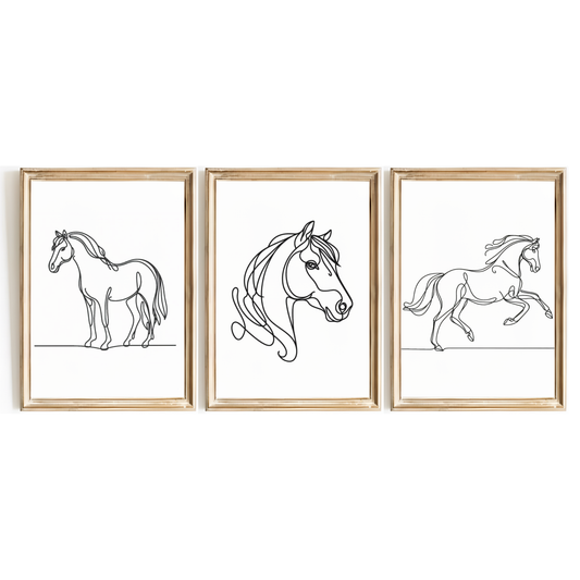 Horse Line Art Print Set