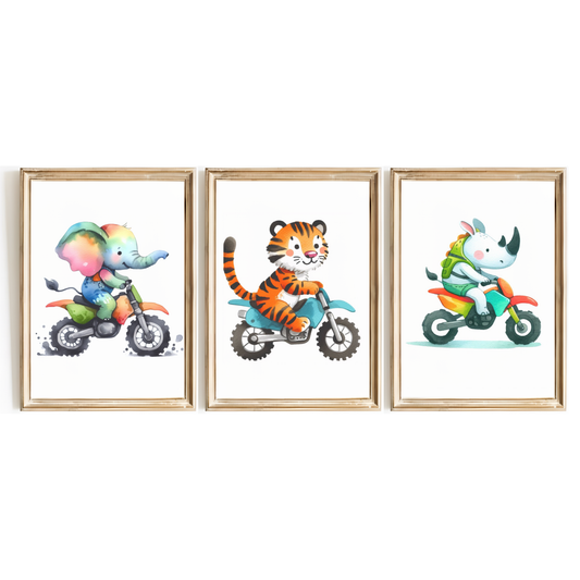 Safari Animals Motorbike Print Set
