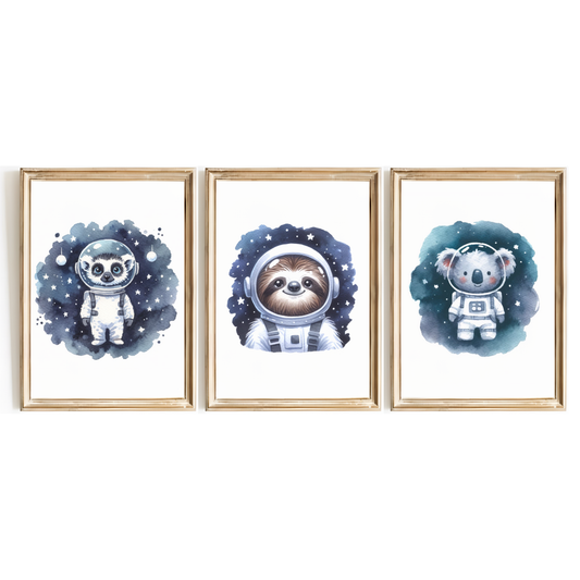 Sloth Astronaut Print Set
