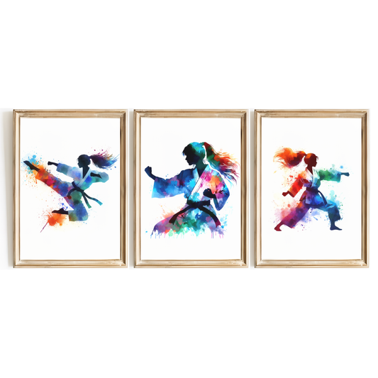 Girls Multicoloured Karate Print Set