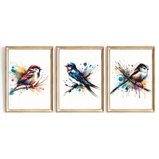 Watercolour Bird Print Set