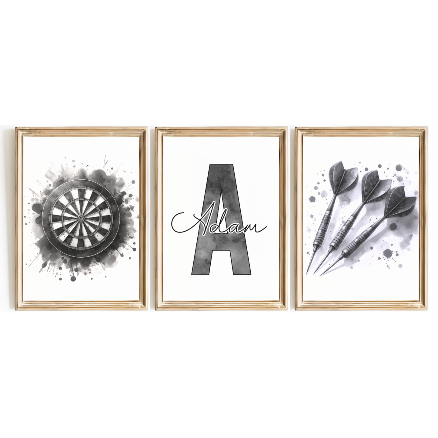 Black Personalised Darts Print Set