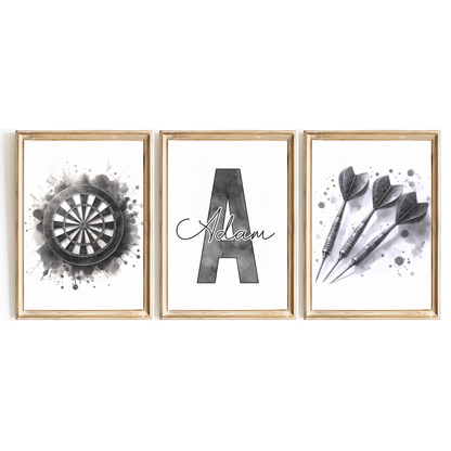 Black Personalised Darts Print Set