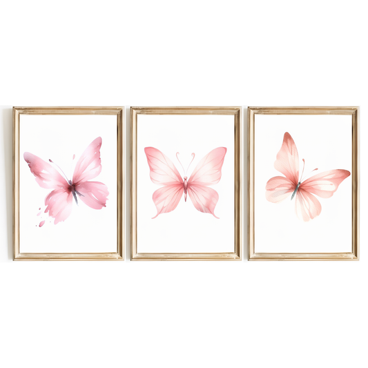 Pink Butterfly Print Set