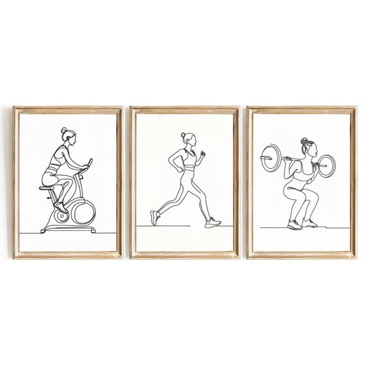 Women's Gym Line Art Print Set