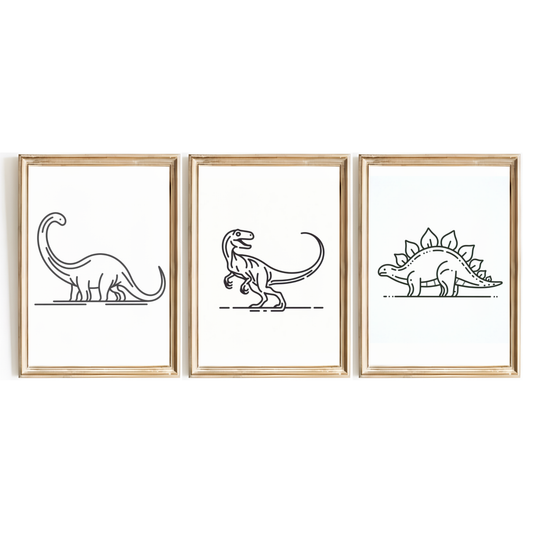 Dinosaur Line Art Print Set