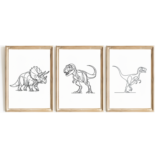 Dinosaur Line Art Print Set