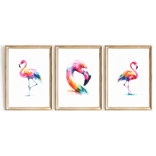 Colourful Flamingo Print Set