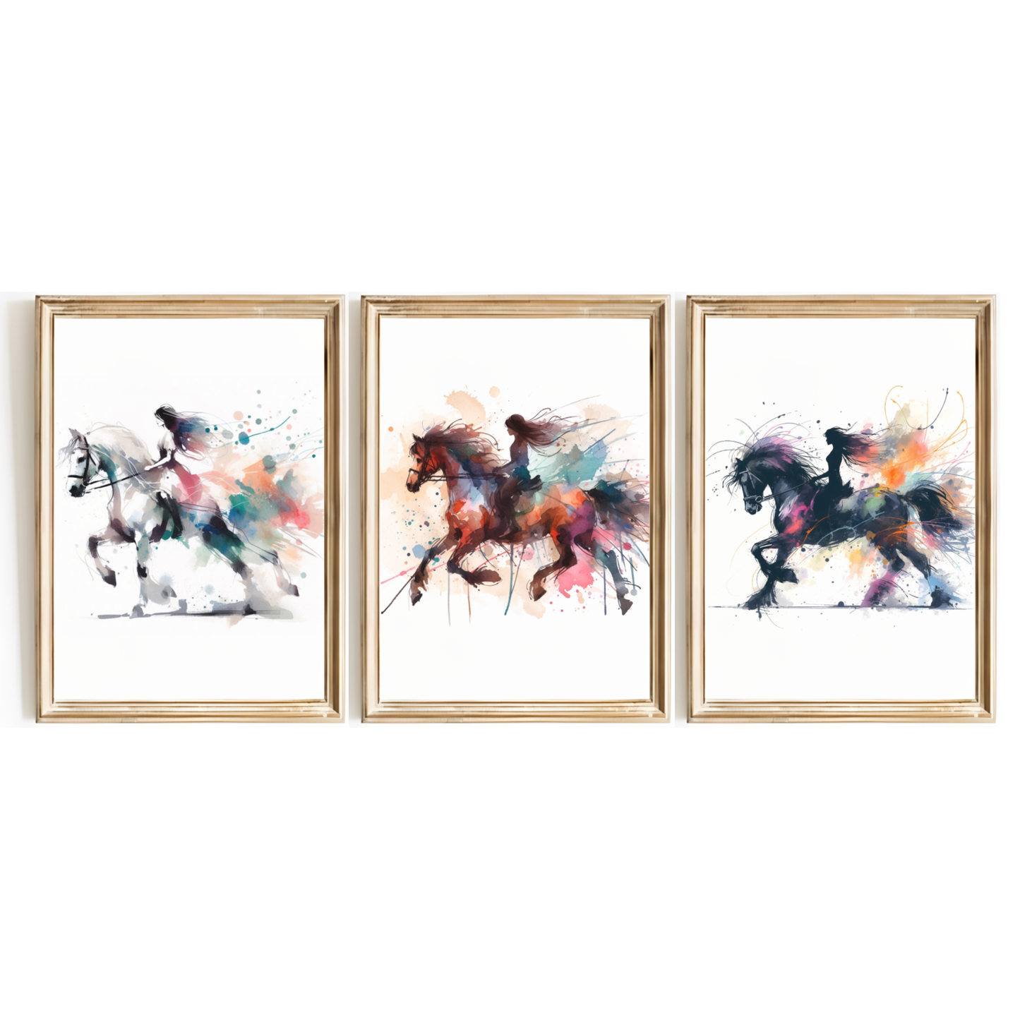 Girls Horse Riding Print Set