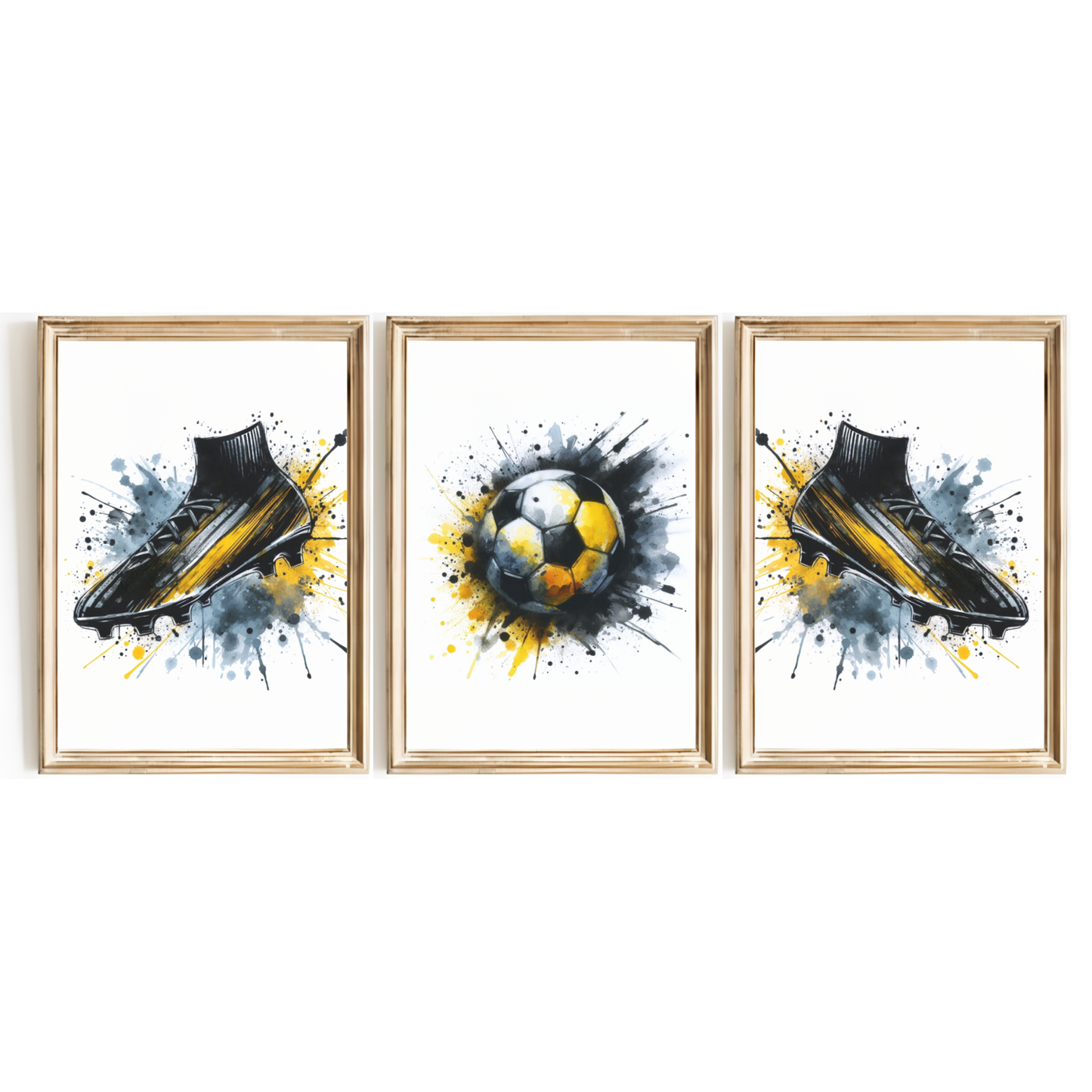 Black & Yellow Football Print Set