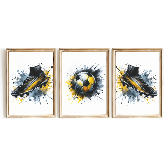 Black & Yellow Football Print Set