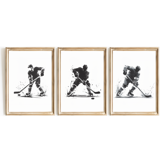 Black Ice Hockey Print Set