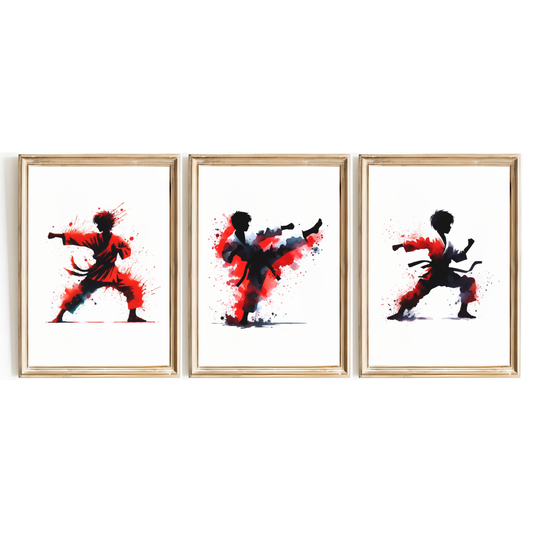 Boys Red Karate Print Set