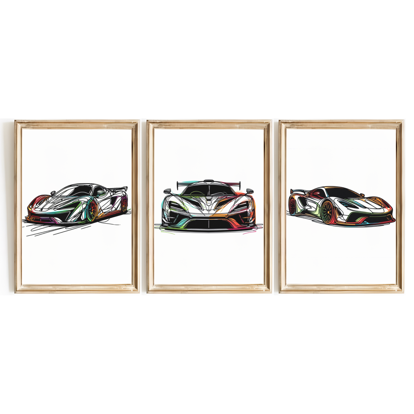 Colourful Car Print Set