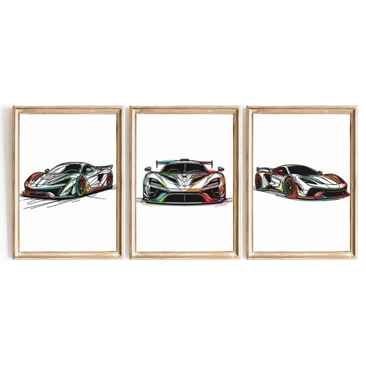 Colourful Car Print Set