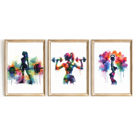 Women Weight Lifting Print Set