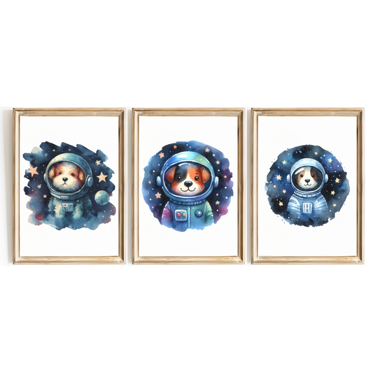Dog Astronaut Print Set
