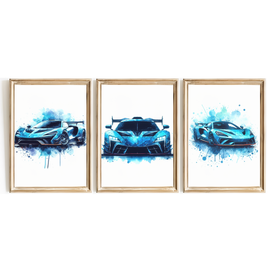 Blue Car Print Set