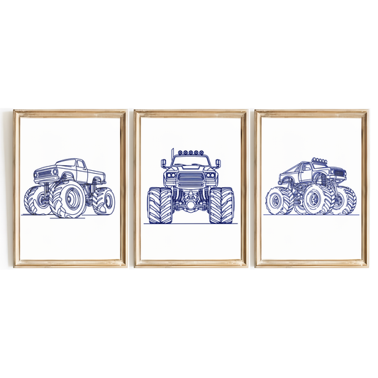 Blue Monster Truck Print Set