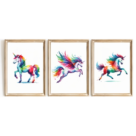 Colourful Unicorn Print Set