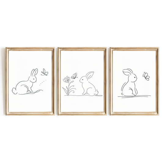 Bunny Line Art Print Set