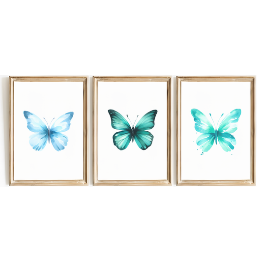 Teal Butterfly Print Set