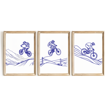 Blue Biking Print Set