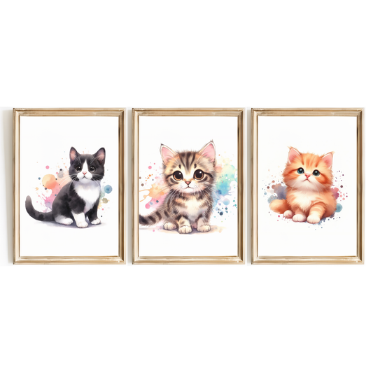 Cat Nursery Print Set