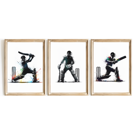 Black Cricket Print Set