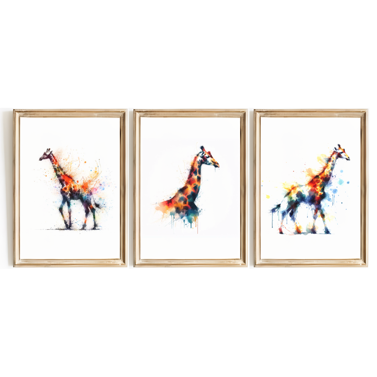 Watercolour Giraffe Print Set