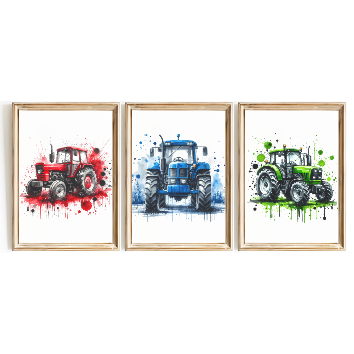 Watercolour Tractor Print Set