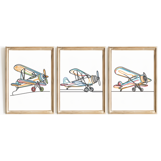 Colourful Plane Print Set