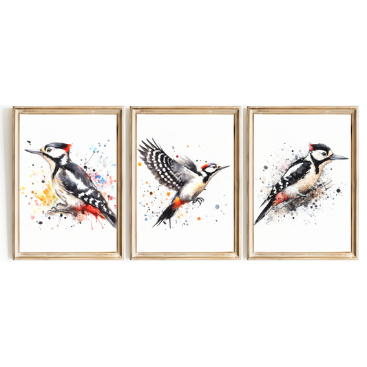 Watercolour Woodpecker Print Set