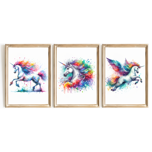 Colourful Unicorn Print Set