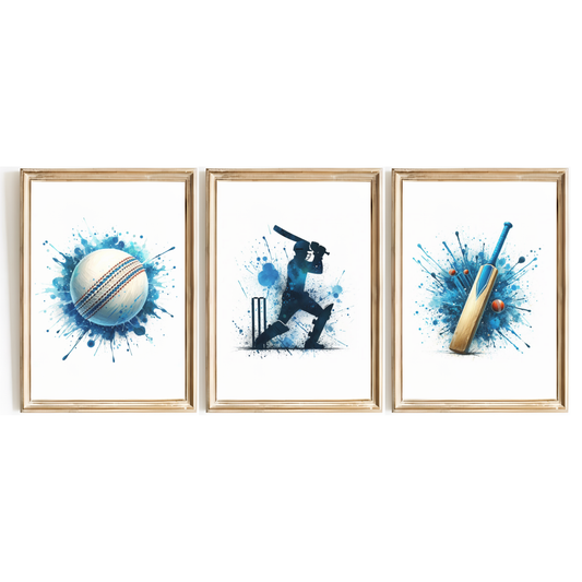 Blue Cricket Print Set