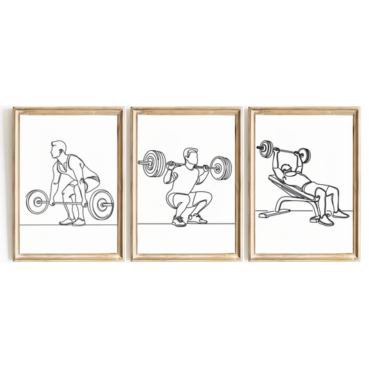 Men's Minimal Weightlifting Print Set