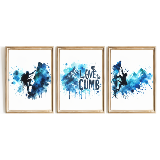 Blue Climbing Print Set
